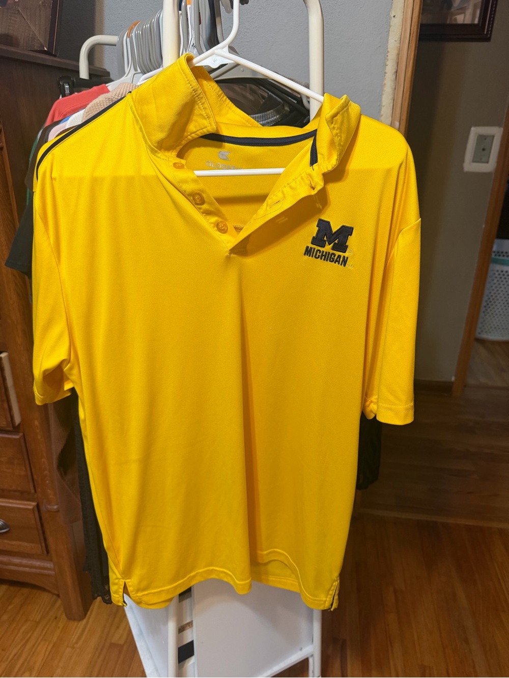 MICHI Michigan Men's Short-Sleeve Polo - Bright Yellow with Navy Logo